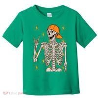 Funny Halloween Rock On Skeleton Toddler T-Shirt thumb 0