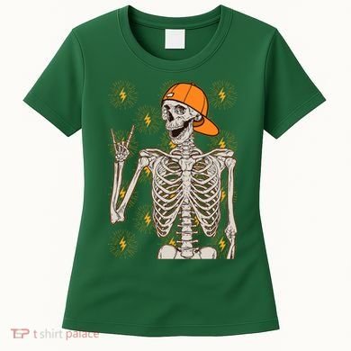 Funny Halloween Rock On Skeleton Women's T-Shirt