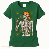 Funny Halloween Rock On Skeleton Women's T-Shirt thumb 0