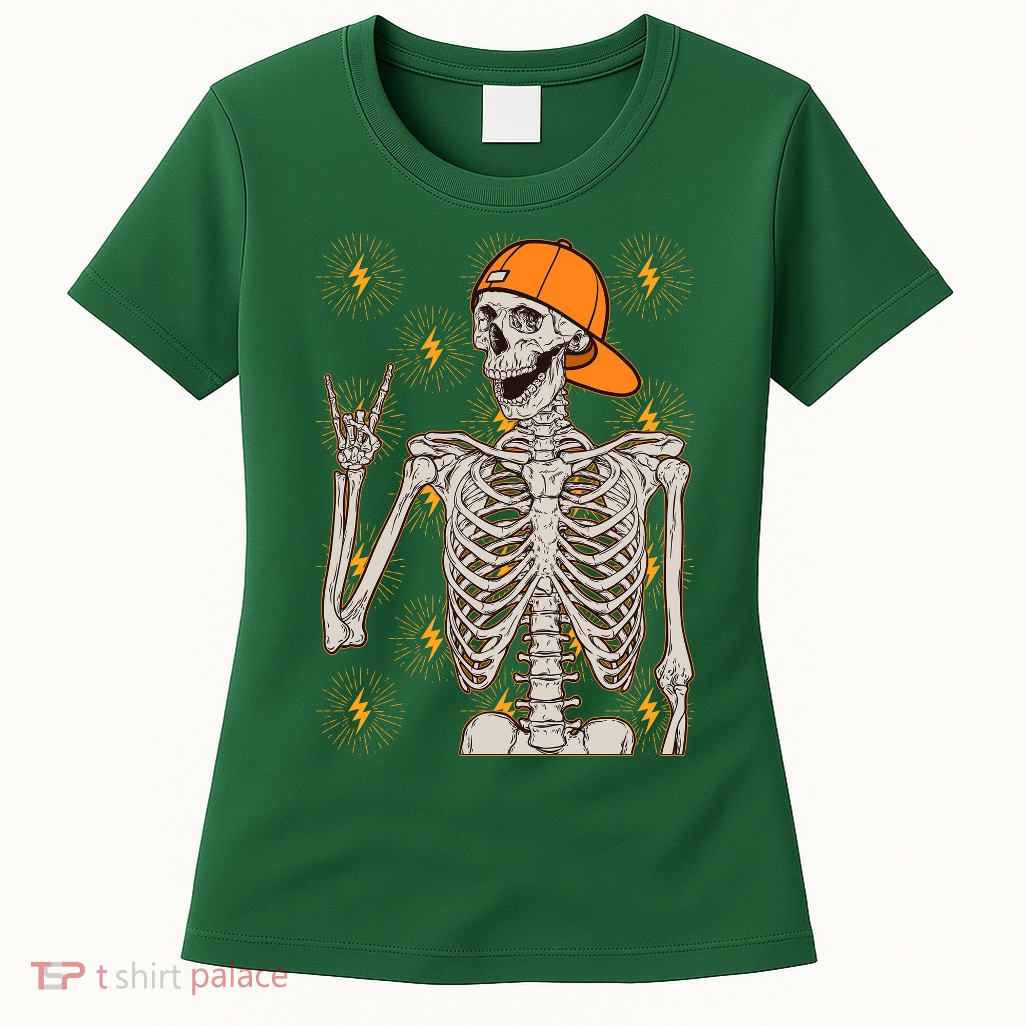 Funny Halloween Rock On Skeleton Women's T-Shirt