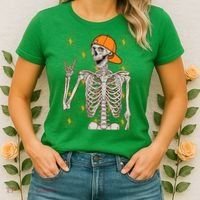 Funny Halloween Rock On Skeleton Women's T-Shirt thumb 2