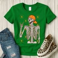 Funny Halloween Rock On Skeleton Women's T-Shirt thumb 3
