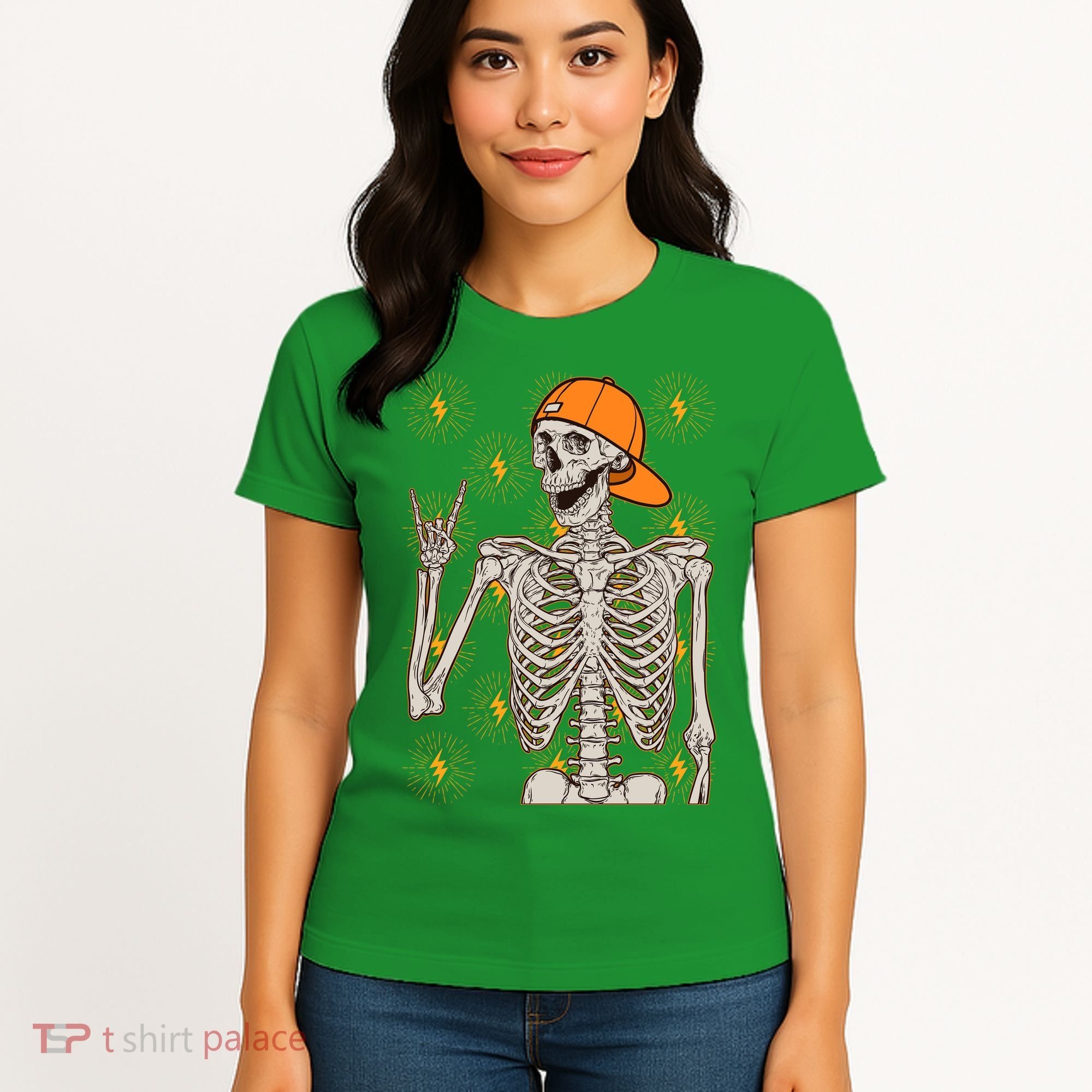 Funny Halloween Rock On Skeleton Women's T-Shirt