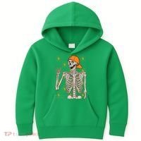 Funny Halloween Rock On Skeleton Kids Hoodie thumb 0
