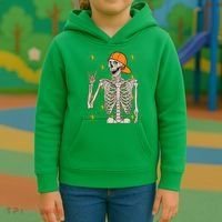 Funny Halloween Rock On Skeleton Kids Hoodie thumb 3