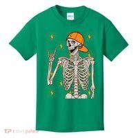 Funny Halloween Rock On Skeleton Kids T-Shirt thumb 0