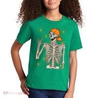 Funny Halloween Rock On Skeleton Kids T-Shirt thumb 2