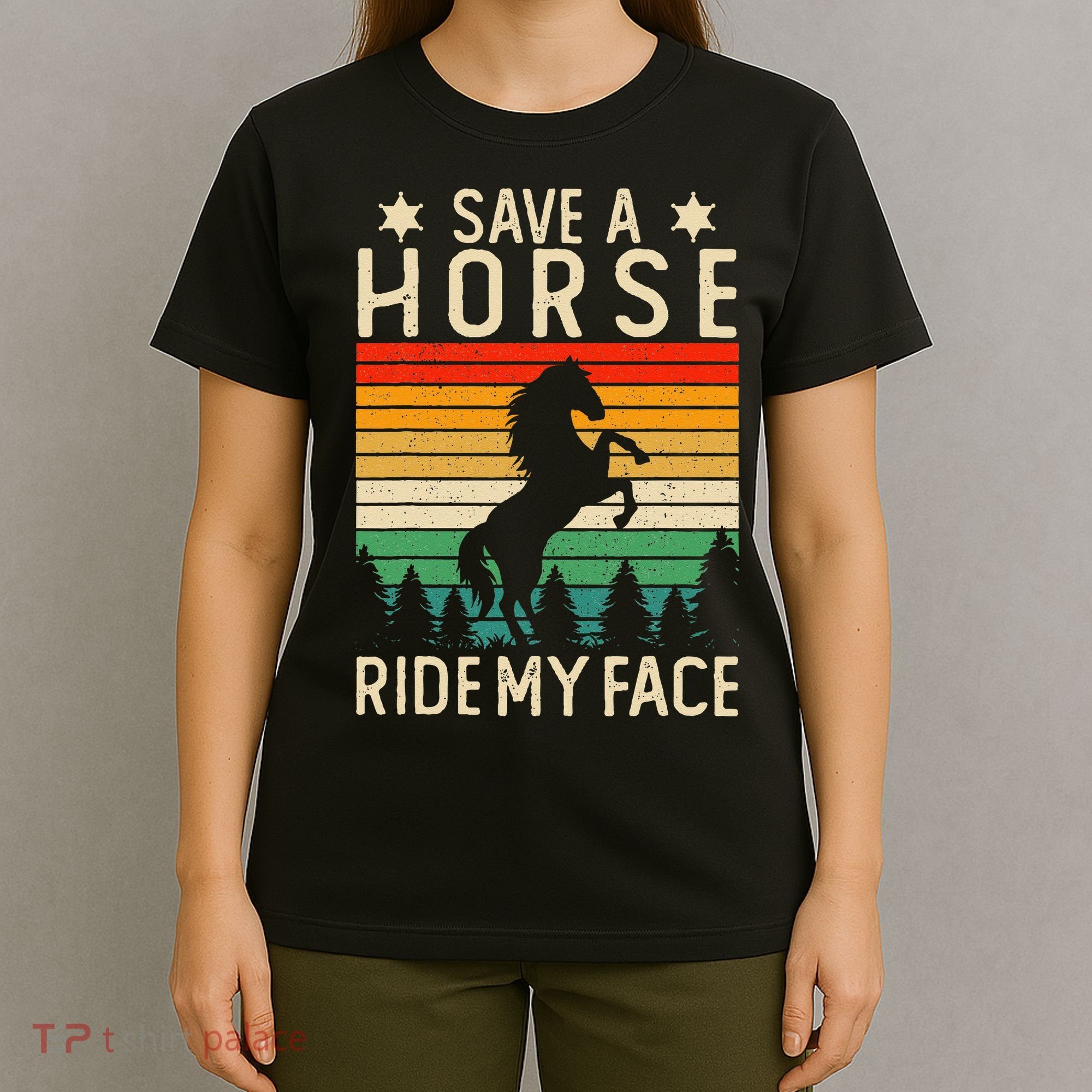 Funny Horse Riding Adult Joke Save A Horse Ride My Face T-Shirt