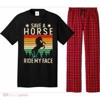 Funny Horse Riding Adult Joke Save A Horse Ride My Face Pajama Set thumb 0