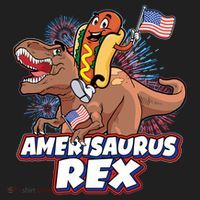 Funny Hotdog Riding Amerisaurus Rex Dinosaur Women's Sweatshirt thumb 2