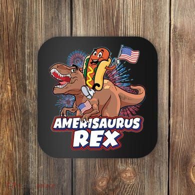 Funny Hotdog Riding Amerisaurus Rex Dinosaur Coaster