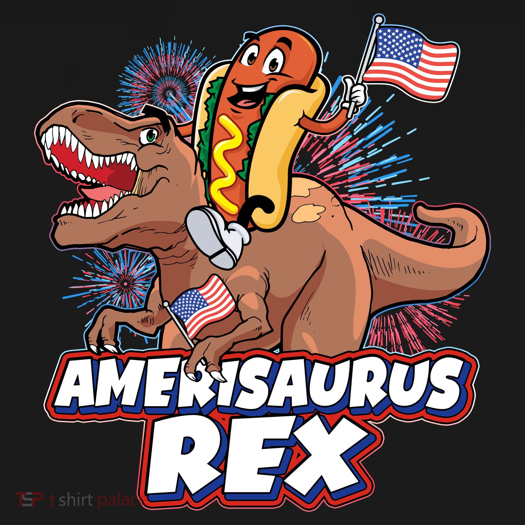 Funny Hotdog Riding Amerisaurus Rex Dinosaur Toddler Hoodie