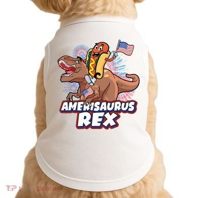 Funny Hotdog Riding Amerisaurus Rex Dinosaur Doggie Tank