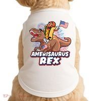 Funny Hotdog Riding Amerisaurus Rex Dinosaur Doggie Tank thumb 0