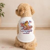 Funny Hotdog Riding Amerisaurus Rex Dinosaur Doggie Tank thumb 2