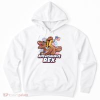 Funny Hotdog Riding Amerisaurus Rex Dinosaur Hoodie thumb 0