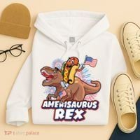 Funny Hotdog Riding Amerisaurus Rex Dinosaur Hoodie thumb 4