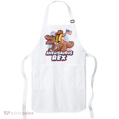 Funny Hotdog Riding Amerisaurus Rex Dinosaur Apron