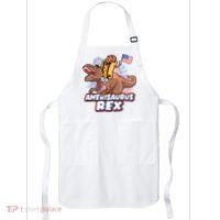 Funny Hotdog Riding Amerisaurus Rex Dinosaur Apron thumb 0
