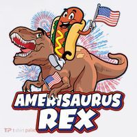Funny Hotdog Riding Amerisaurus Rex Dinosaur Sweatshirt thumb 3