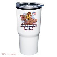 Funny Hotdog Riding Amerisaurus Rex Dinosaur Tumbler thumb 0