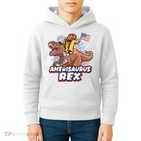 Funny Hotdog Riding Amerisaurus Rex Dinosaur Kids Hoodie thumb 4