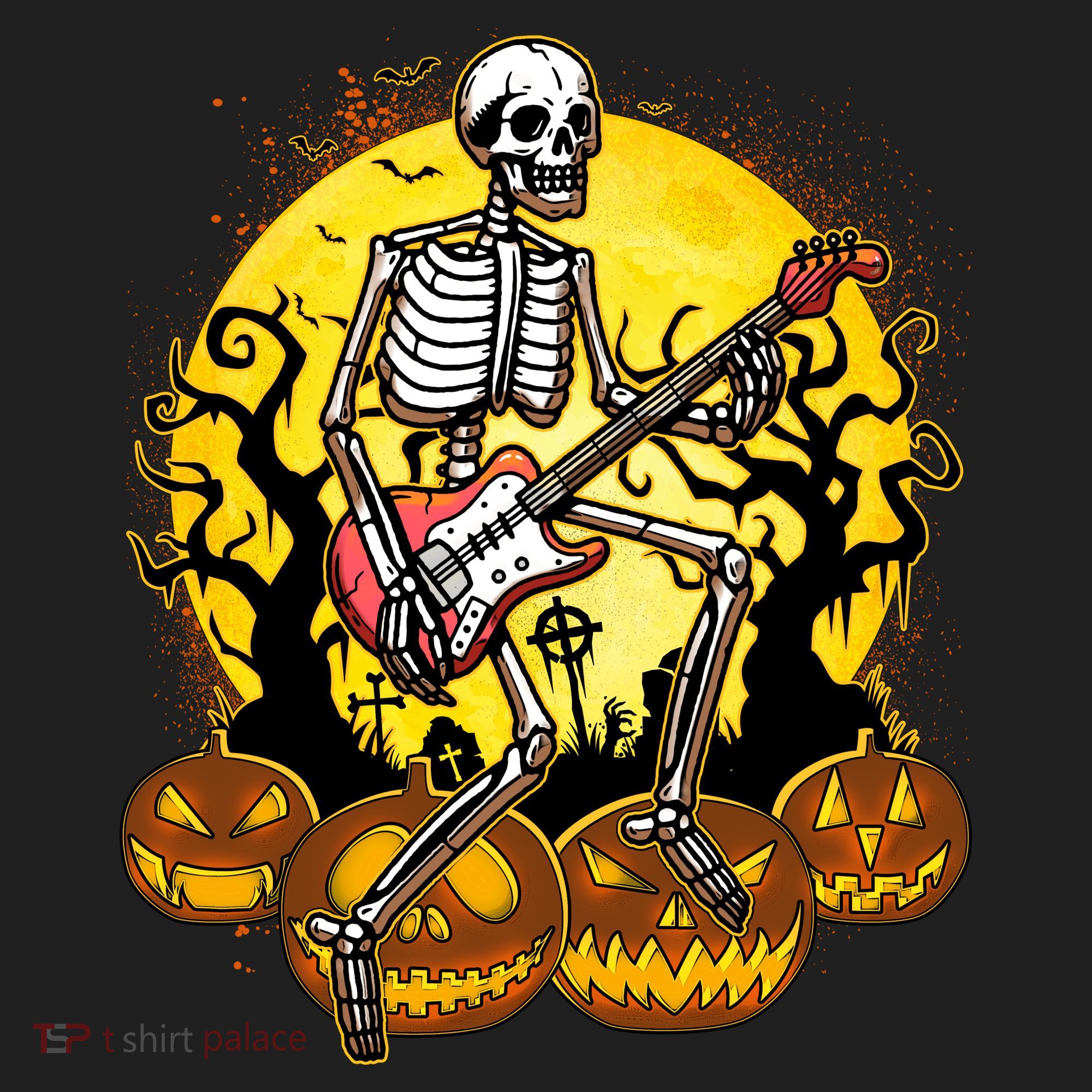 Funny Halloween Rocker Skeleton Rock With Electric Guitar Women's Sweatshirt
