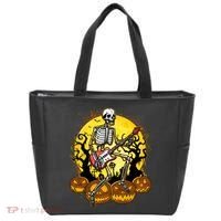 Funny Halloween Rocker Skeleton Rock With Electric Guitar Tote Bag thumb 0