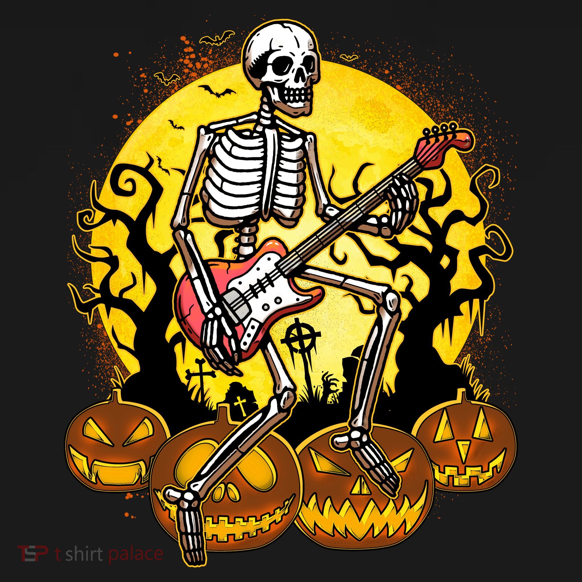 Funny Halloween Rocker Skeleton Rock With Electric Guitar Tote Bag