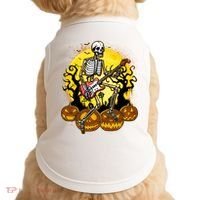 Funny Halloween Rocker Skeleton Rock With Electric Guitar Doggie Tank thumb 0