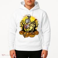 Funny Halloween Rocker Skeleton Rock With Electric Guitar Hoodie thumb 2