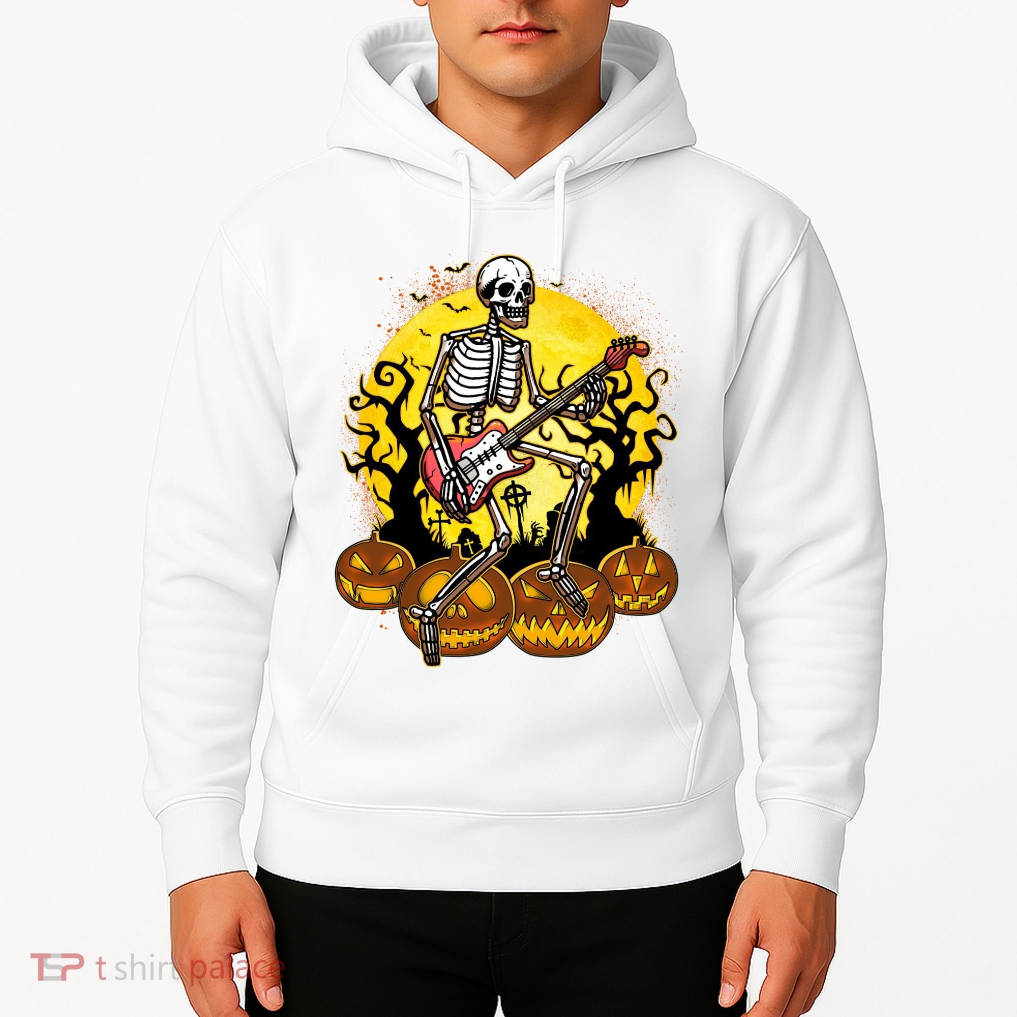 Funny Halloween Rocker Skeleton Rock With Electric Guitar Hoodie