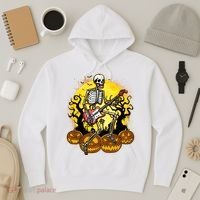 Funny Halloween Rocker Skeleton Rock With Electric Guitar Hoodie thumb 3