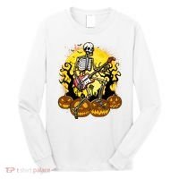 Funny Halloween Rocker Skeleton Rock With Electric Guitar Long Sleeve Shirt thumb 0
