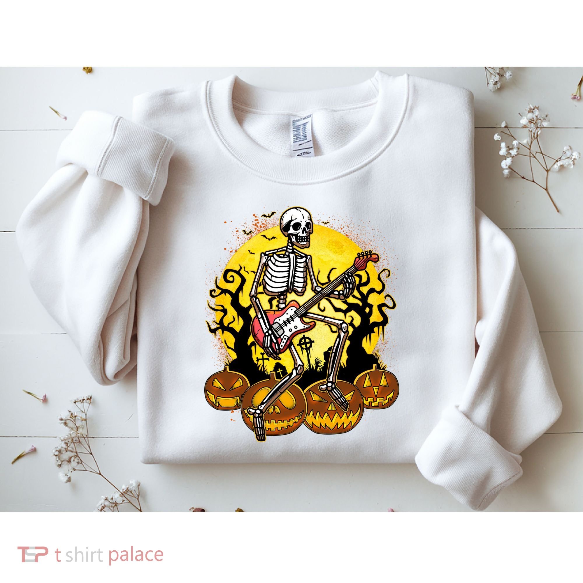 Funny Halloween Rocker Skeleton Rock With Electric Guitar Sweatshirt