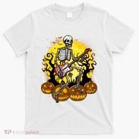 Funny Halloween Rocker Skeleton Rock With Electric Guitar T-Shirt thumb 0