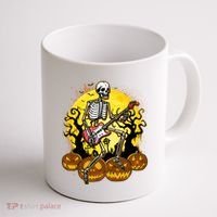 Funny Halloween Rocker Skeleton Rock With Electric Guitar Coffee Mug thumb 1