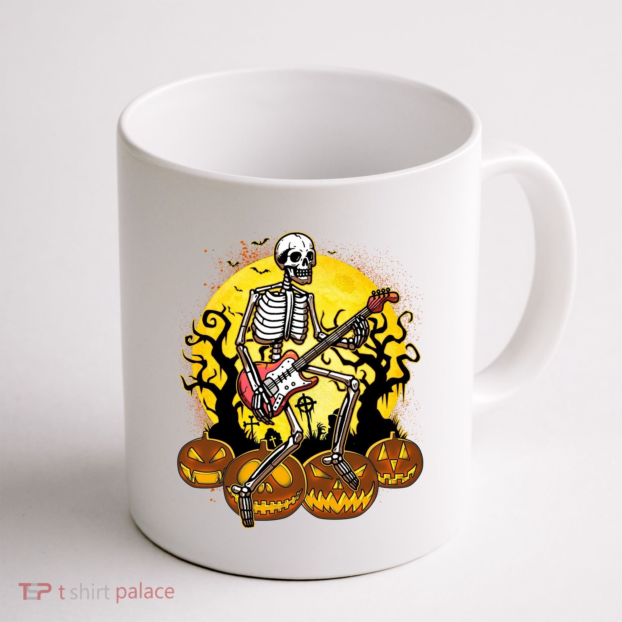 Funny Halloween Rocker Skeleton Rock With Electric Guitar Coffee Mug