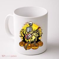 Funny Halloween Rocker Skeleton Rock With Electric Guitar Coffee Mug thumb 0