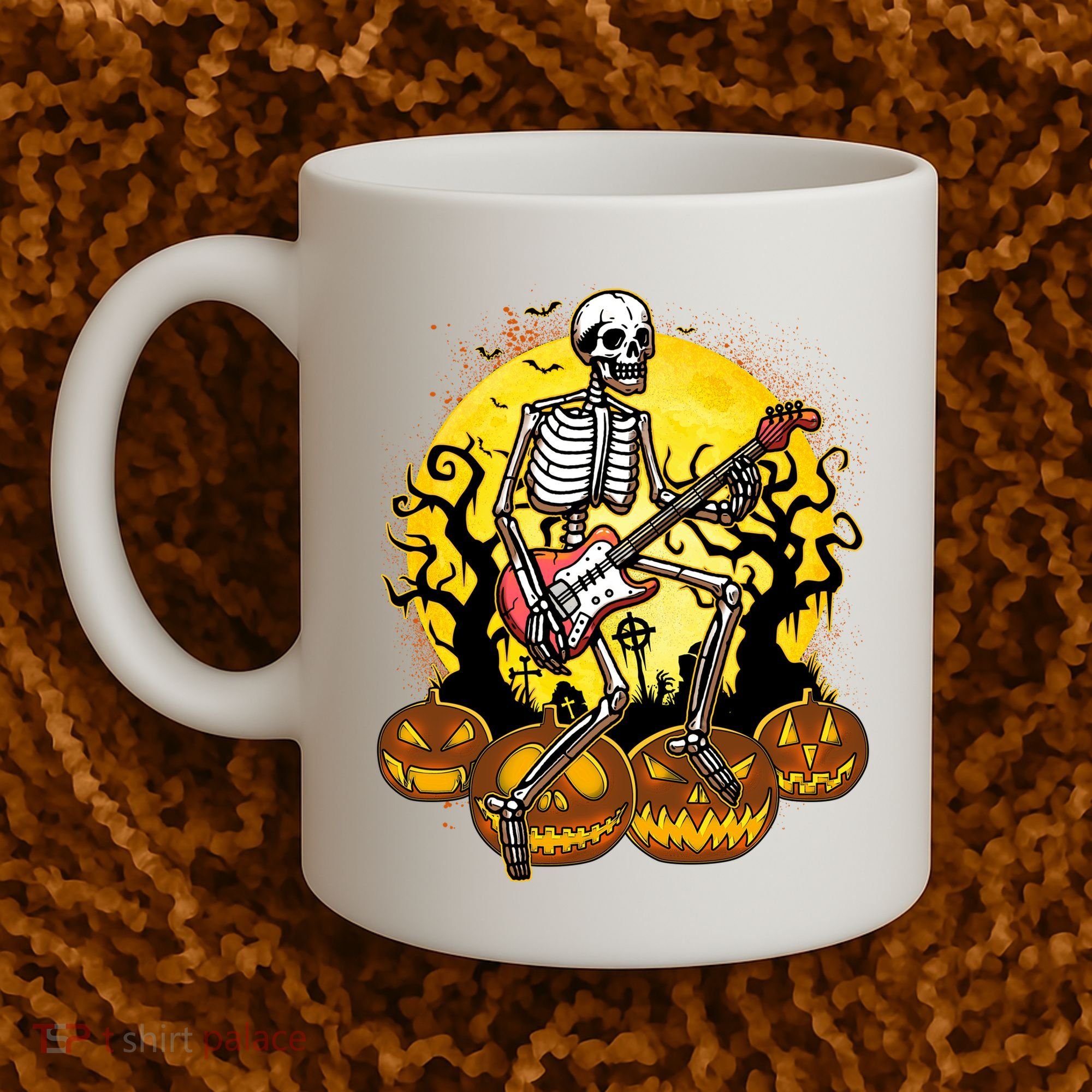 Funny Halloween Rocker Skeleton Rock With Electric Guitar Coffee Mug