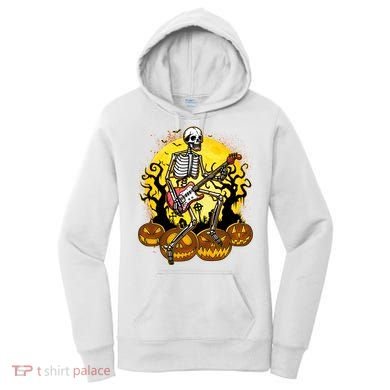 Funny Halloween Rocker Skeleton Rock With Electric Guitar Women's Hoodie