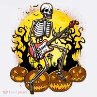 Funny Halloween Rocker Skeleton Rock With Electric Guitar Women's Hoodie thumb 2