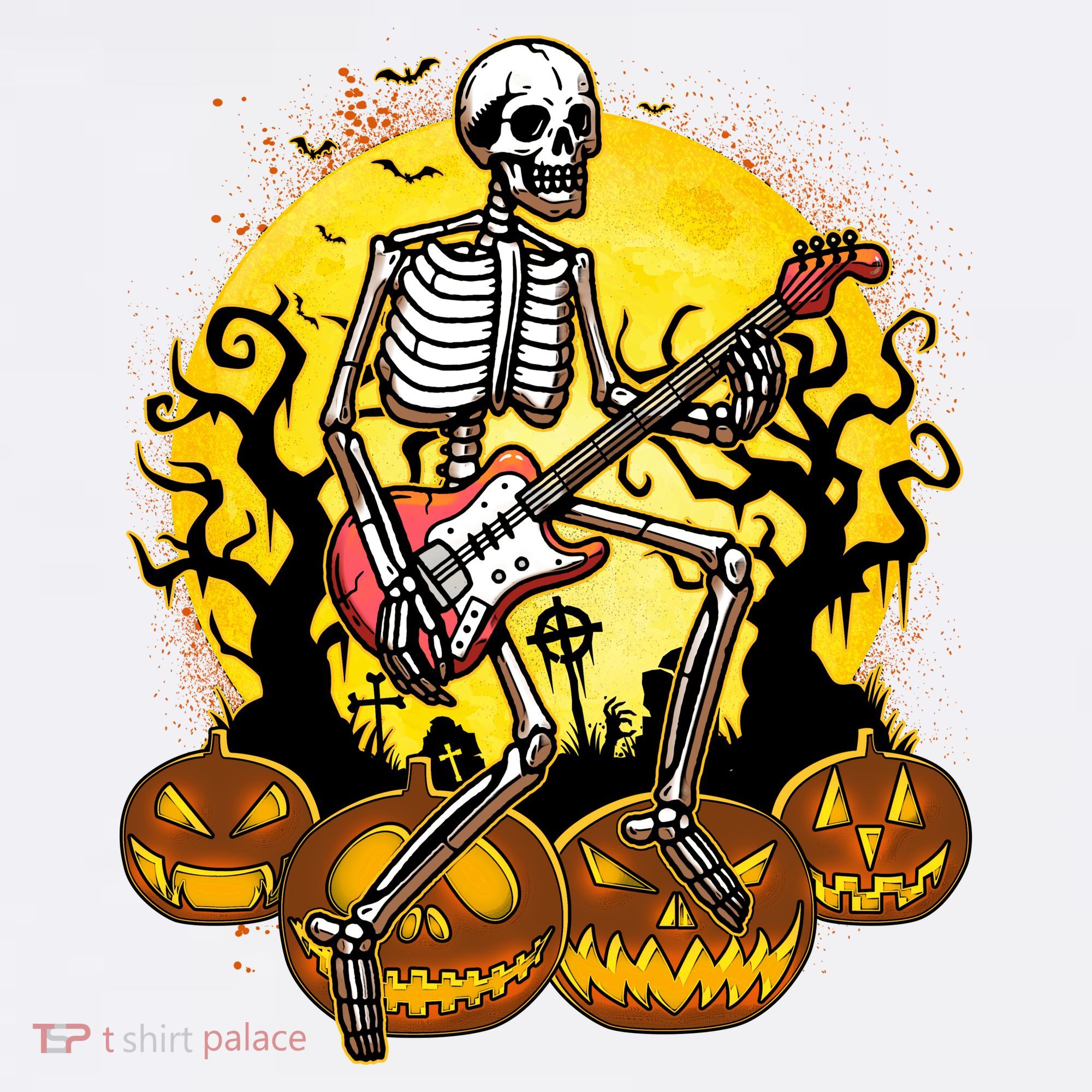 Funny Halloween Rocker Skeleton Rock With Electric Guitar Women's Hoodie