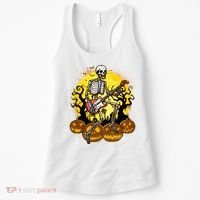Funny Halloween Rocker Skeleton Rock With Electric Guitar Women's Tank Top thumb 0