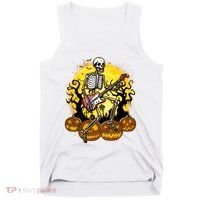 Funny Halloween Rocker Skeleton Rock With Electric Guitar Tank Top thumb 0