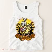 Funny Halloween Rocker Skeleton Rock With Electric Guitar Tank Top thumb 2