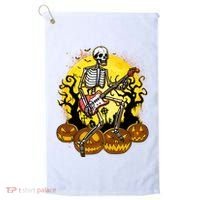 Funny Halloween Rocker Skeleton Rock With Electric Guitar Golf Towel thumb 0