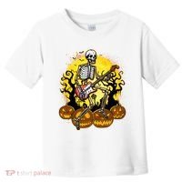 Funny Halloween Rocker Skeleton Rock With Electric Guitar Toddler T-Shirt thumb 0