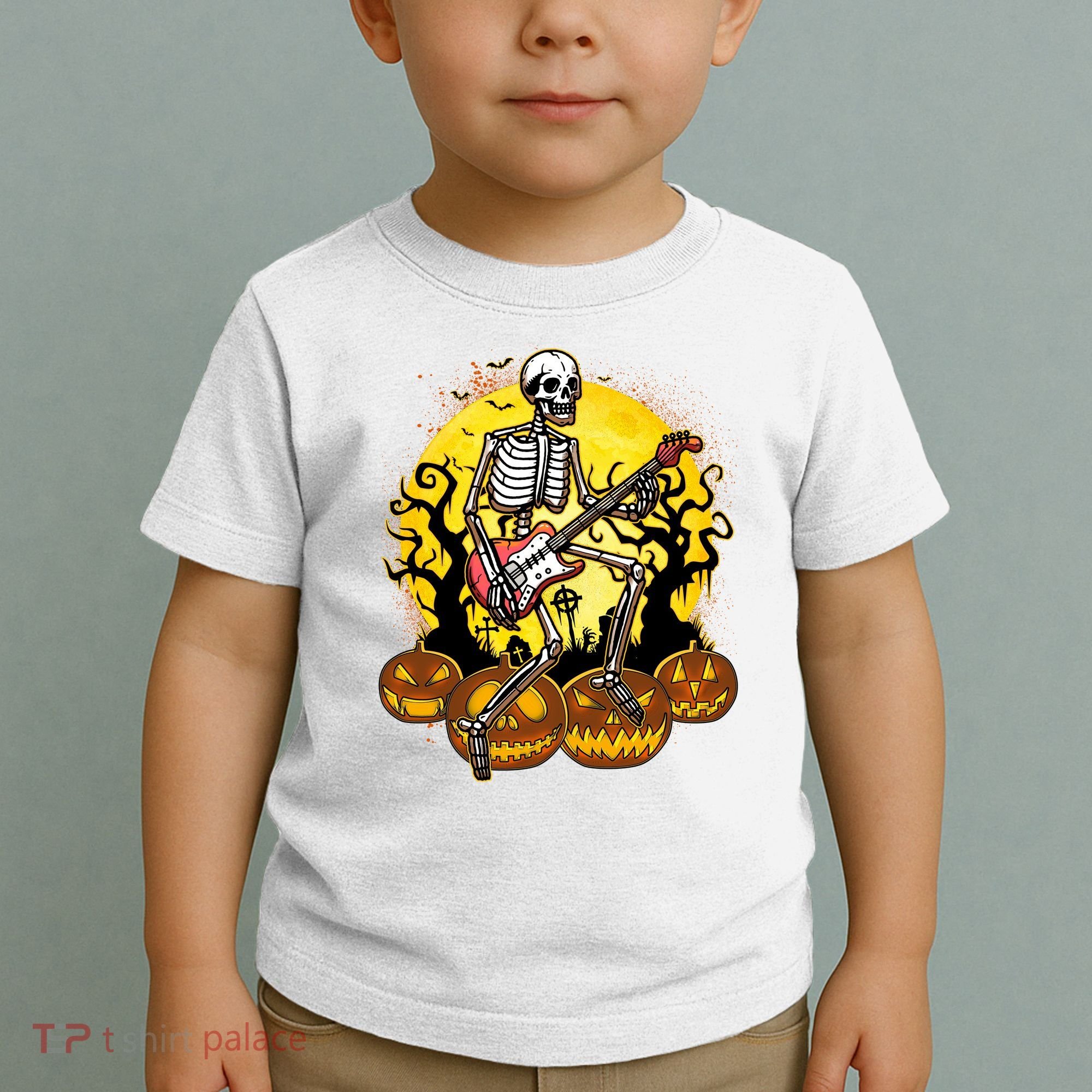 Funny Halloween Rocker Skeleton Rock With Electric Guitar Toddler T-Shirt