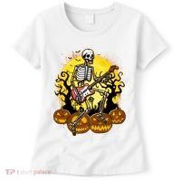 Funny Halloween Rocker Skeleton Rock With Electric Guitar Women's T-Shirt thumb 0